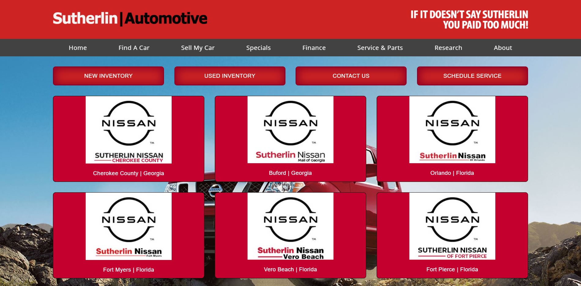 Screenshot of Sutherlin Nissan Automotive Group